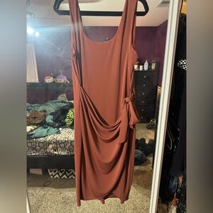 Express Sleeveless Wrap Midi Dress in Rust